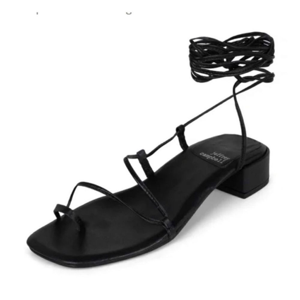 Jeffrey Campbell Black Strappy Lace-Up Block Heel Sandals